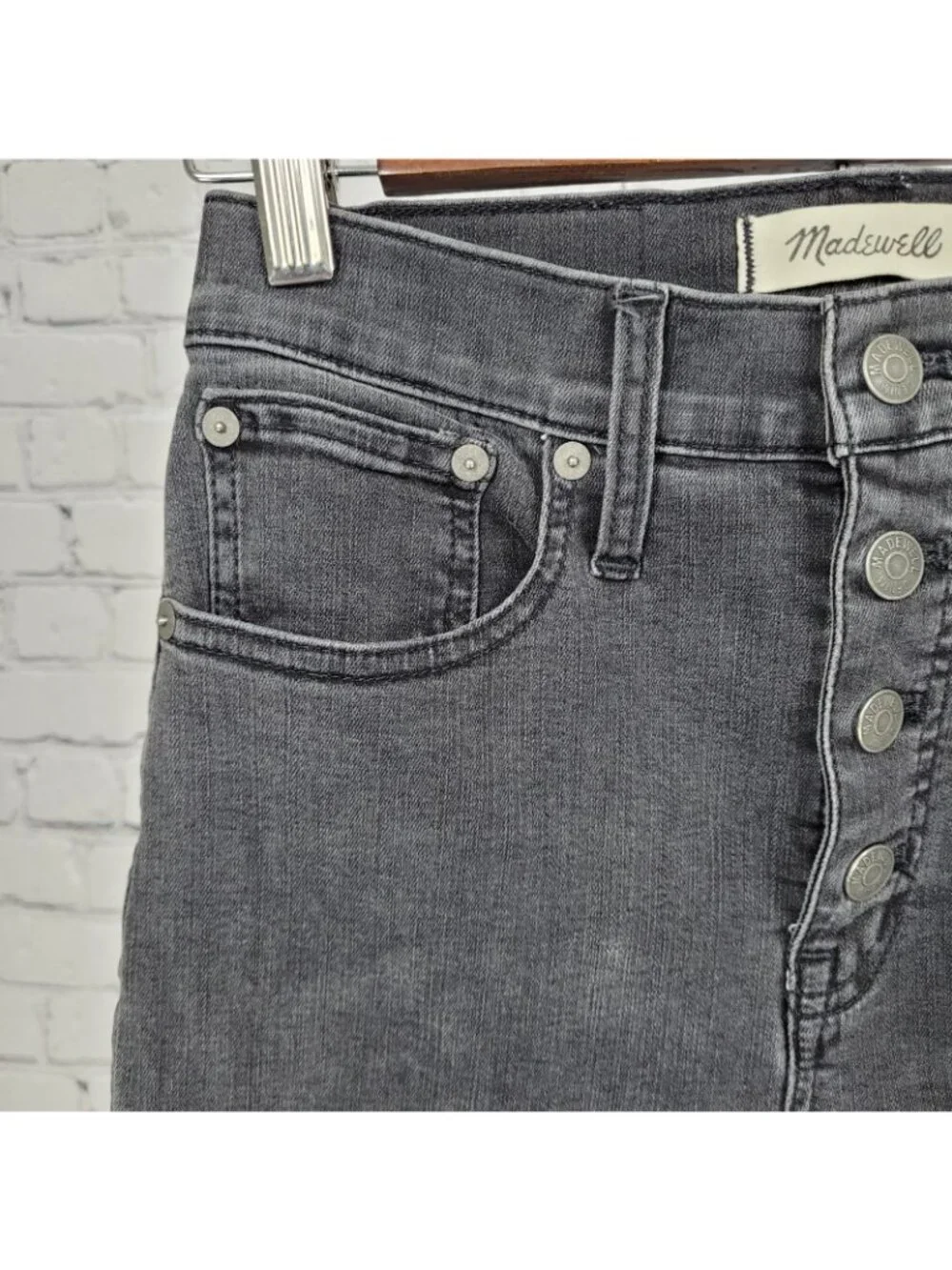 Madewell Grey Cali Demi Boot Button Fly Mid Rise Crop Denim Jeans 25 (25x26)